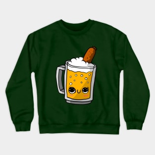 beer and sausage, Oktoberfest kawaii art. cute. Crewneck Sweatshirt